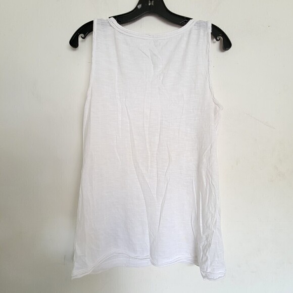 Ann Taylor Loft Bronze Beaded Floral White 100% Cotton Sleeveless Tank Blouse Sm - Picture 3 of 11